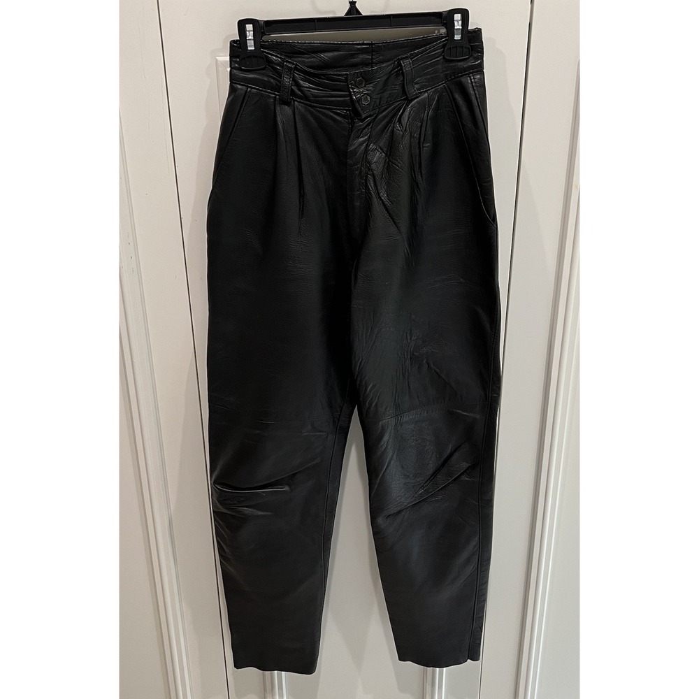 Sphinx Women's Black Leather Pants Size Small High Rise Biker Made In England